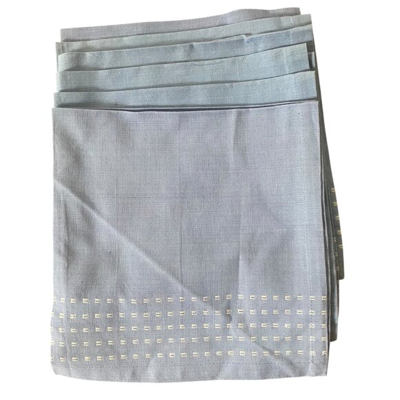 Crate & Barrel Winter Woods Napkins Placemats 11pcs Ice Blue Cotton Embroidered - Picture 4 of 8